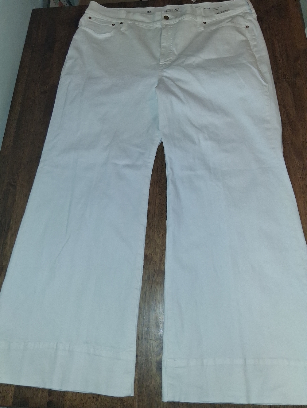 J Crew NWT 96 Denim Trouser White Wide Leg 36 - Picture 2 of 8